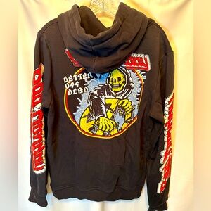 Bad Monday Grim Reaper Men's Hoodie Size Small Black Pullover Double Sided
